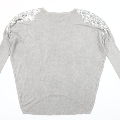 Studio Women's Grey Sequin Pullover Jumper One Size