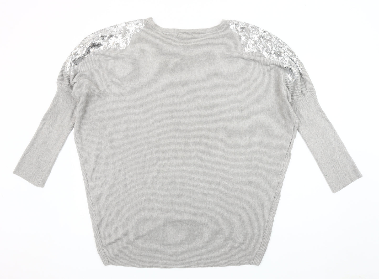 Studio Women's Grey Sequin Pullover Jumper One Size