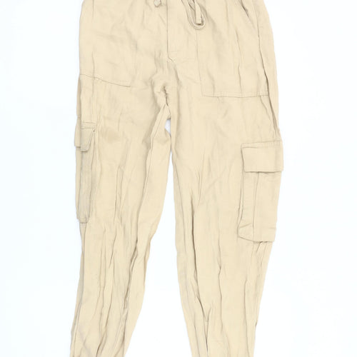 Zara Women's Beige Cargo Trousers XS - Casual Style