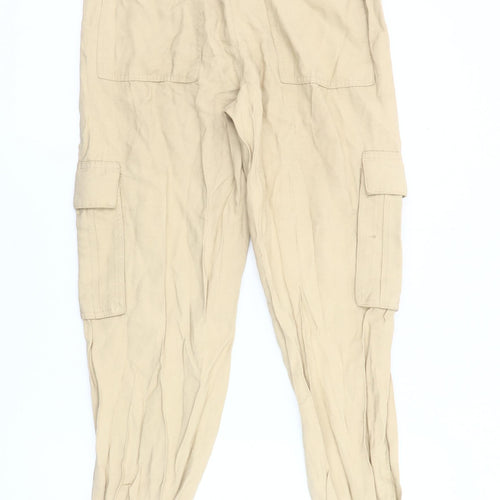 Zara Women's Beige Cargo Trousers XS - Casual Style