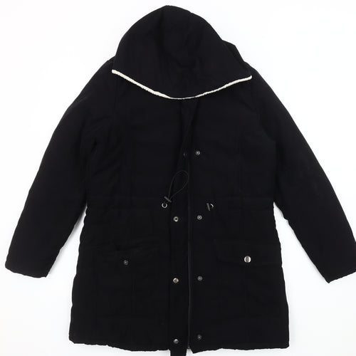 B.YOU Women's Black Hooded Parka Coat Size 12