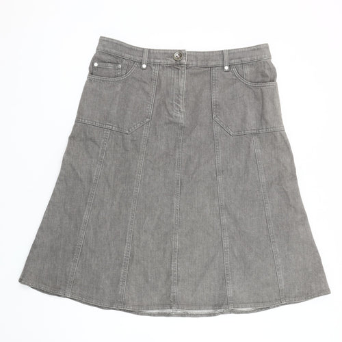 Marks and Spencer Women's Grey A-Line Denim Skirt Size 16