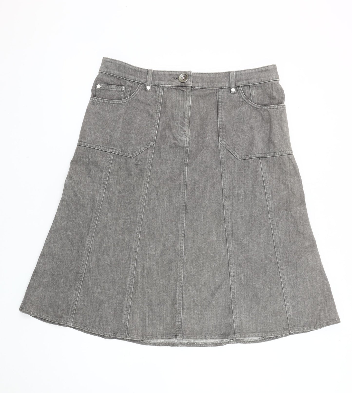 Marks and Spencer Women's Grey A-Line Denim Skirt Size 16