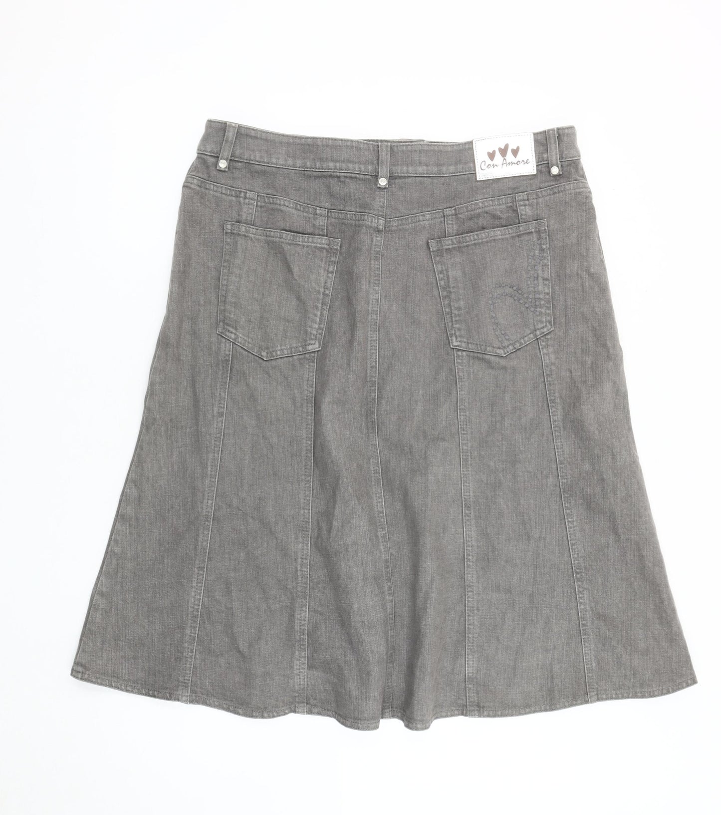 Marks and Spencer Women's Grey A-Line Denim Skirt Size 16