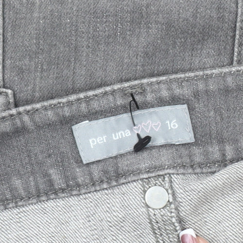 Marks and Spencer Women's Grey A-Line Denim Skirt Size 16