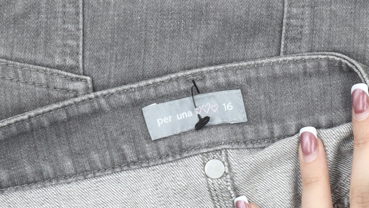 Marks and Spencer Women's Grey A-Line Denim Skirt Size 16