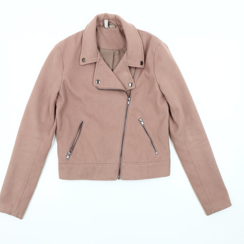 H&M Women's Brown Motorcycle Jacket, Size 6, Autumn/Spring