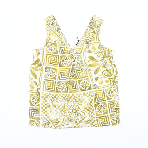Next Women's Green Geometric Tank Top Size 6