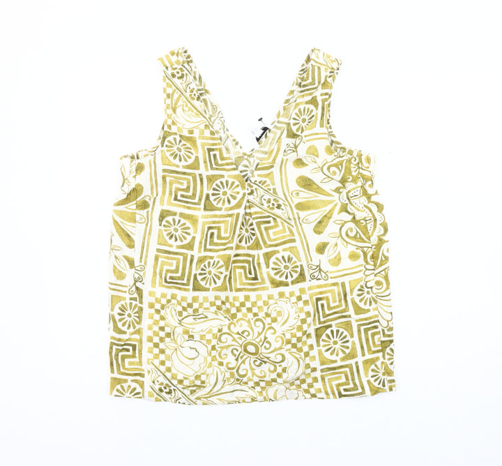 Next Women's Green Geometric Tank Top Size 6