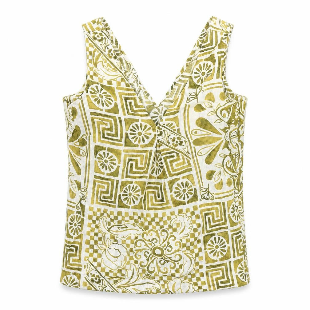Front view of Next Women's Green Geometric Tank Top, size 6