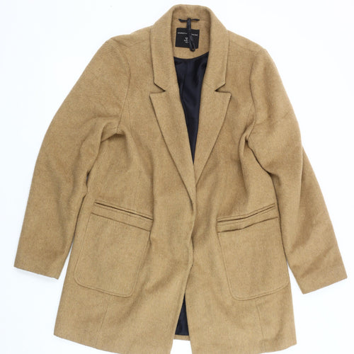 Dorothy Perkins Women Beige Wool Blend Coat Size 12