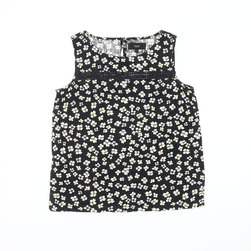 Next Women's Black Floral Sleeveless Tank Top Size 8