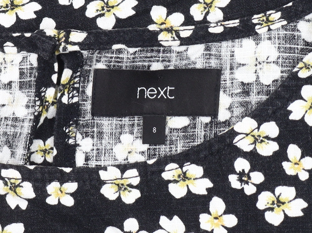 Next Women's Black Floral Sleeveless Tank Top Size 8