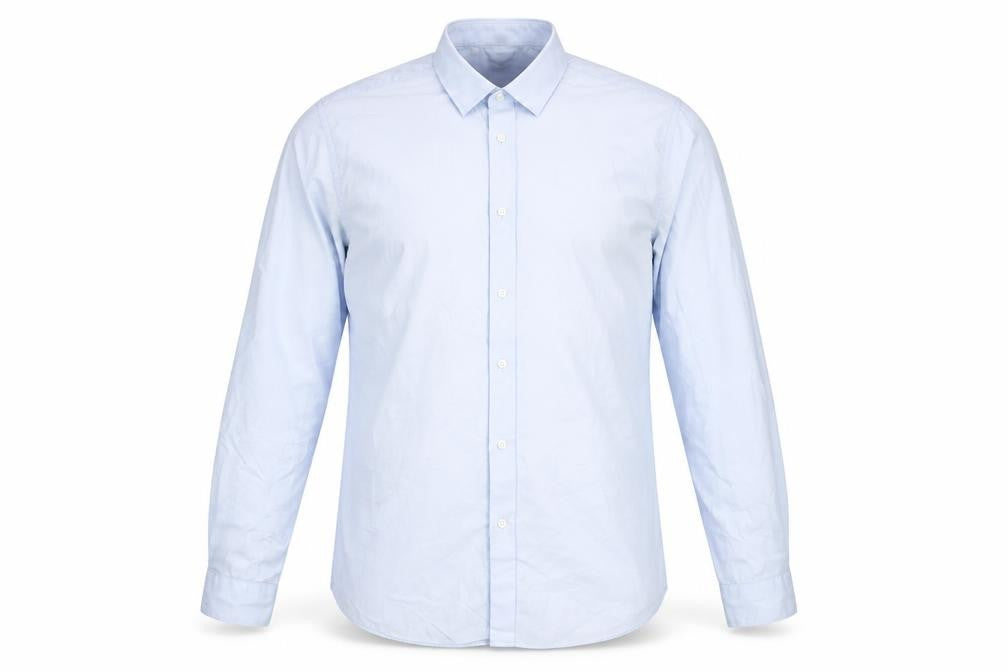 Front view of River Island Men's Blue Long Sleeve Button-Up Shirt M