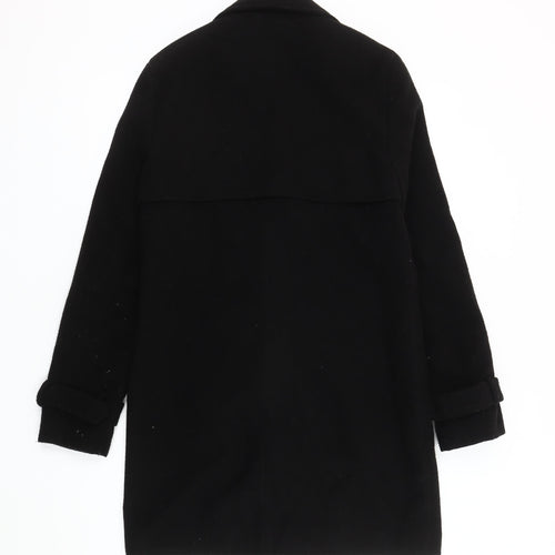 Missguided Women's Black Wool Overcoat, Size M, Classic Style