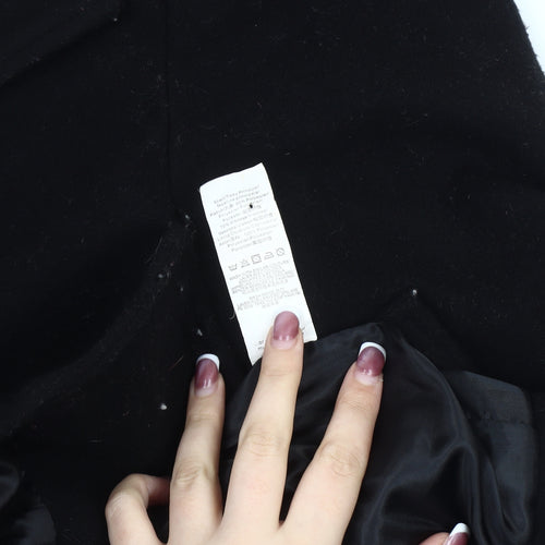 Missguided Women's Black Wool Overcoat, Size M, Classic Style