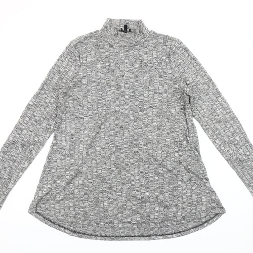 Cable & Gauge Womens Grey Mock Neck Pullover Jumper M