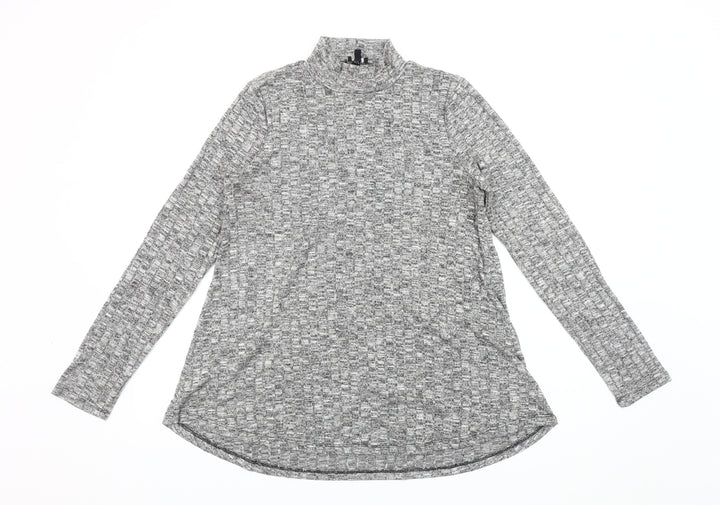 Cable & Gauge Womens Grey Mock Neck Pullover Jumper M