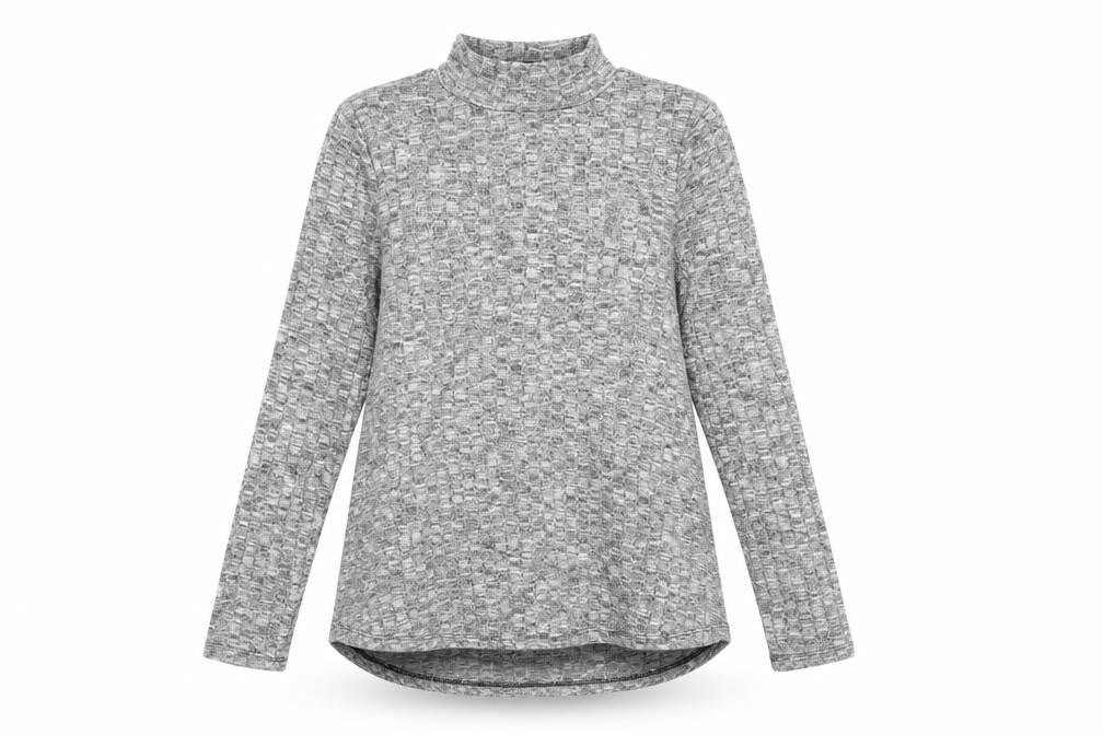 Front view of Cable & Gauge women’s grey mock neck jumper m