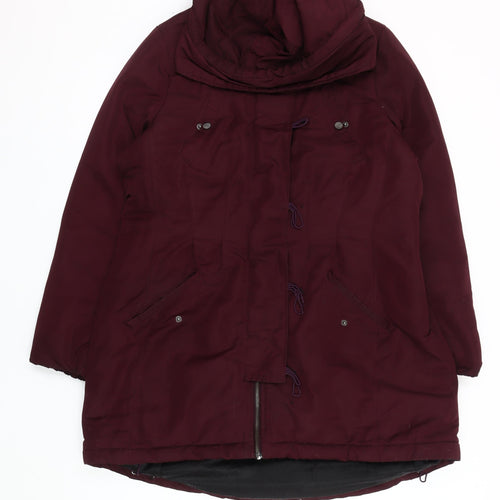 Lipsy Women's Maroon Parka Coat Size 14