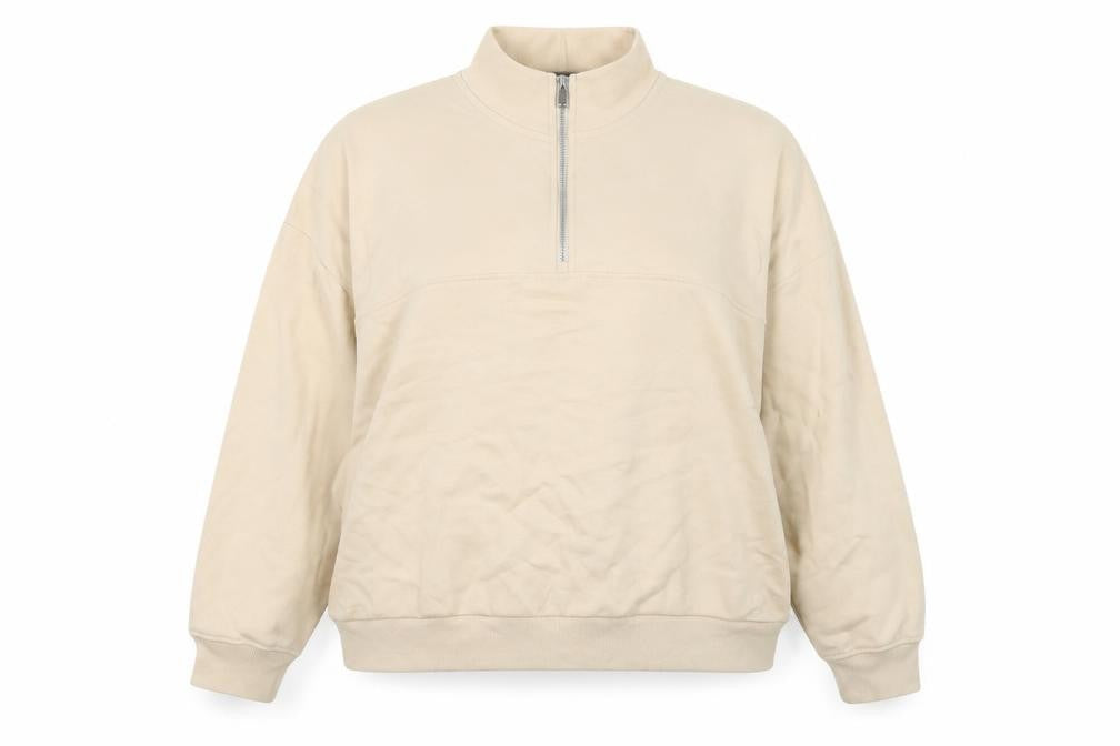 Front view of Marks & Spencer Women's Beige XL Henley Sweatshirt