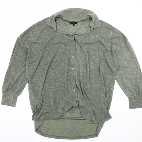 Next Women's Green Button-Up Shirt Size 16 Relaxed Fit