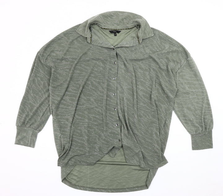 Next Women's Green Button-Up Shirt Size 16 Relaxed Fit