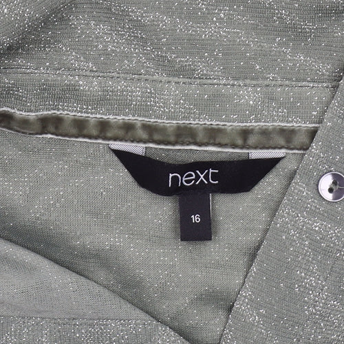 Next Women's Green Button-Up Shirt Size 16 Relaxed Fit