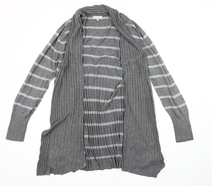 Soon Women's Grey Striped Open Front Cardigan, Size 16