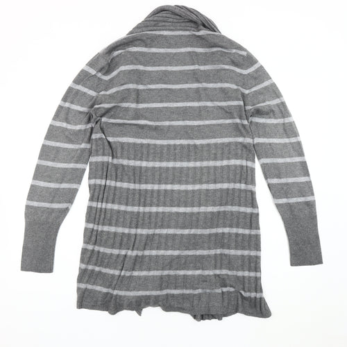 Soon Women's Grey Striped Open Front Cardigan, Size 16