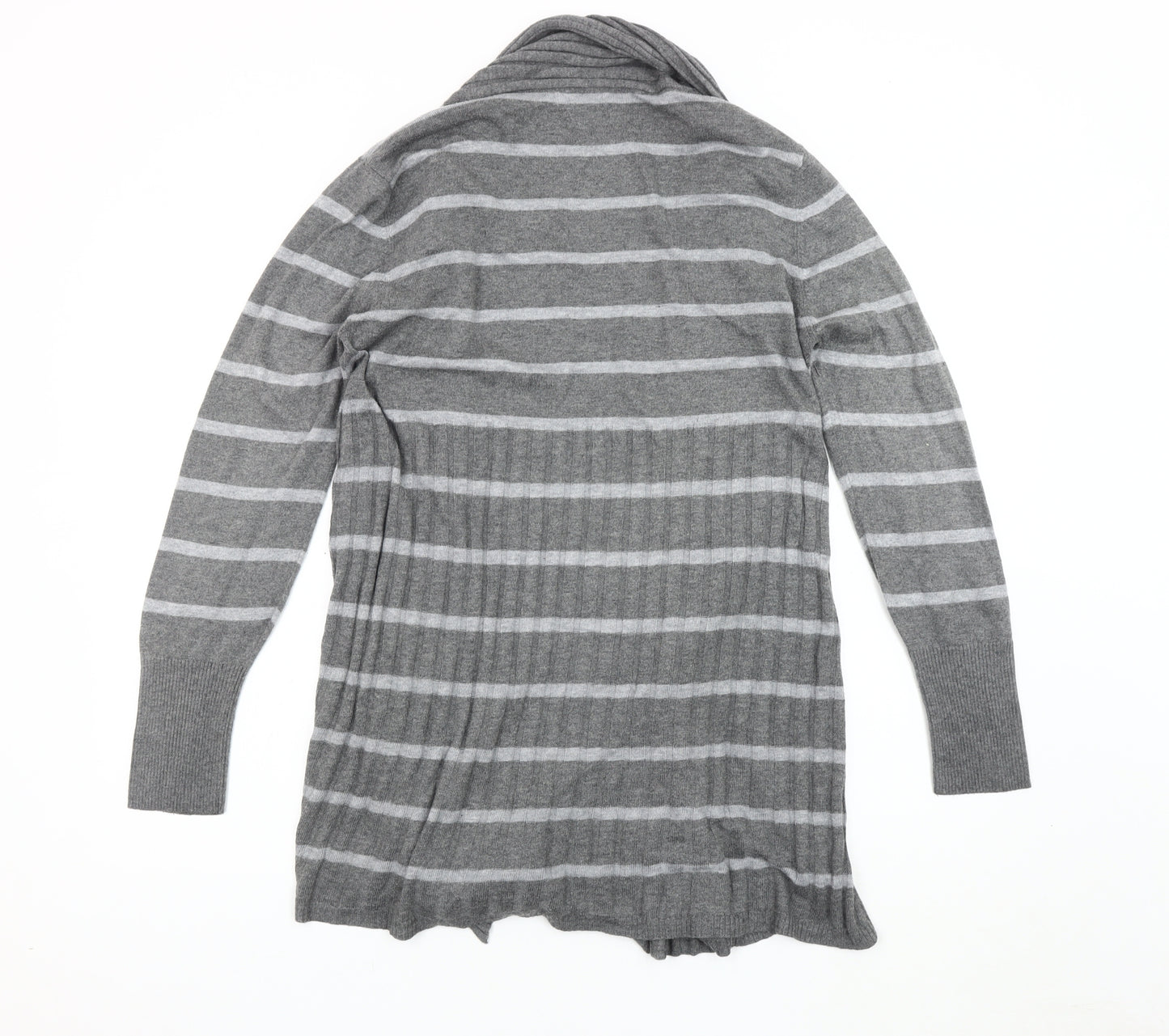 Soon Women's Grey Striped Open Front Cardigan, Size 16