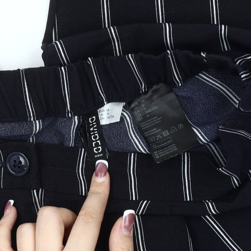 H&M Women’s Black Striped Trousers, Size 10