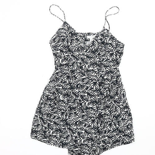 Topshop Women's Black Printed Sleeveless Dress UK 10