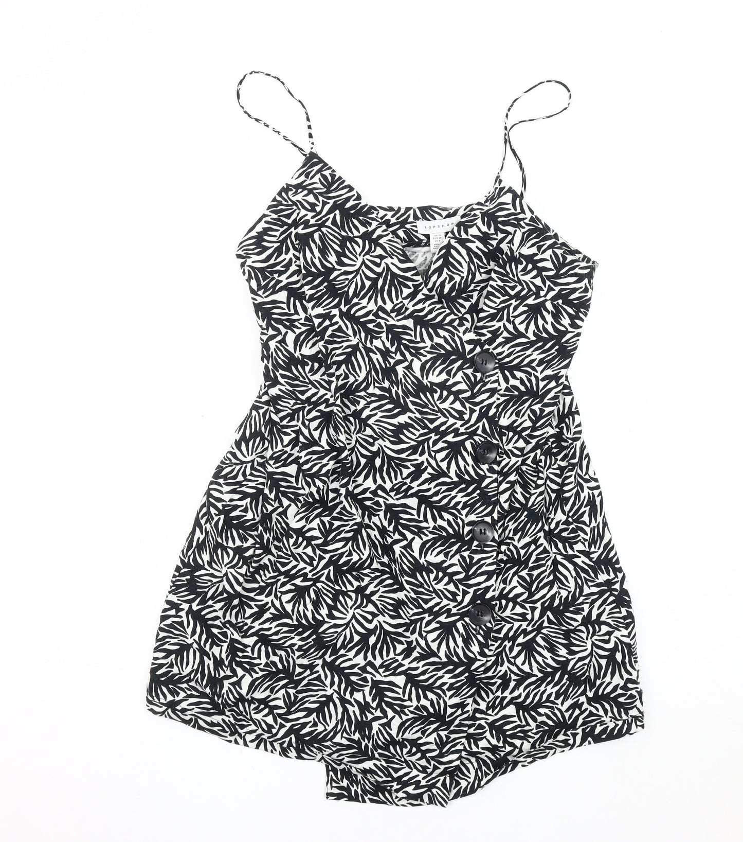 Topshop Women's Black Printed Sleeveless Dress UK 10