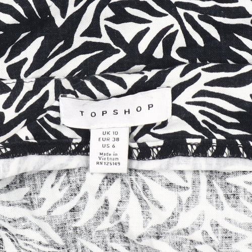 Topshop Women's Black Printed Sleeveless Dress UK 10