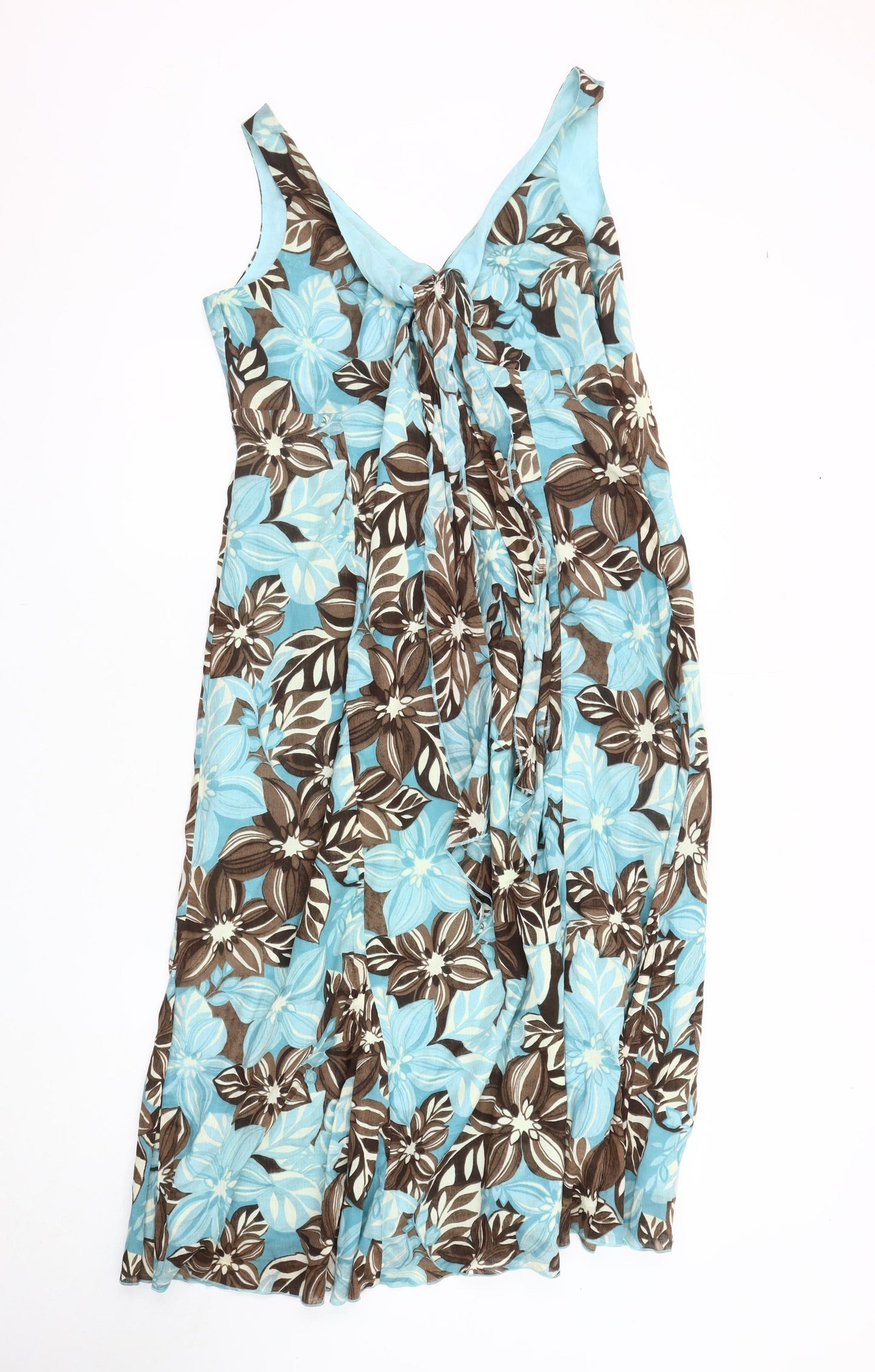 Marks and Spencer Blue Floral Sleeveless Dress - Size 14