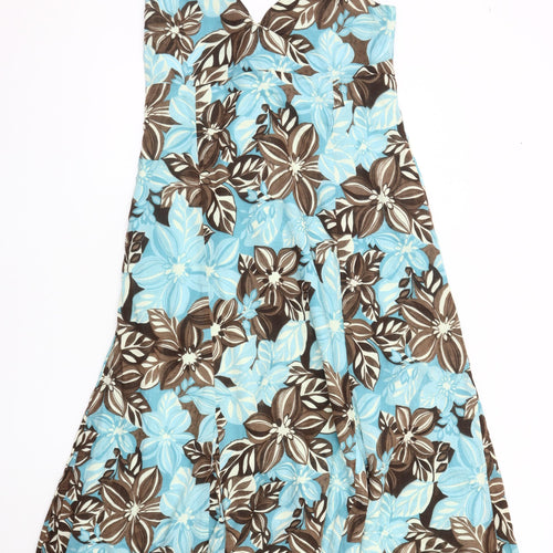 Marks and Spencer Blue Floral Sleeveless Dress - Size 14