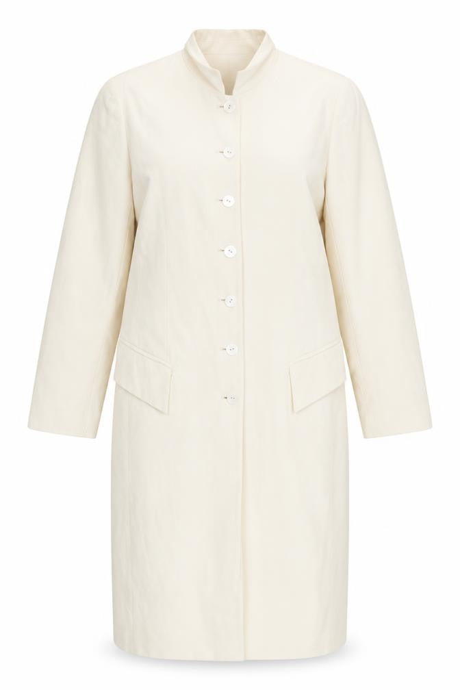 Front view of Reed Women's Ivory Long Overcoat, size 12, Formal