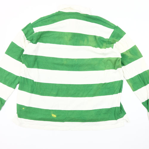 iets frans Men's Green Striped Polo Size S