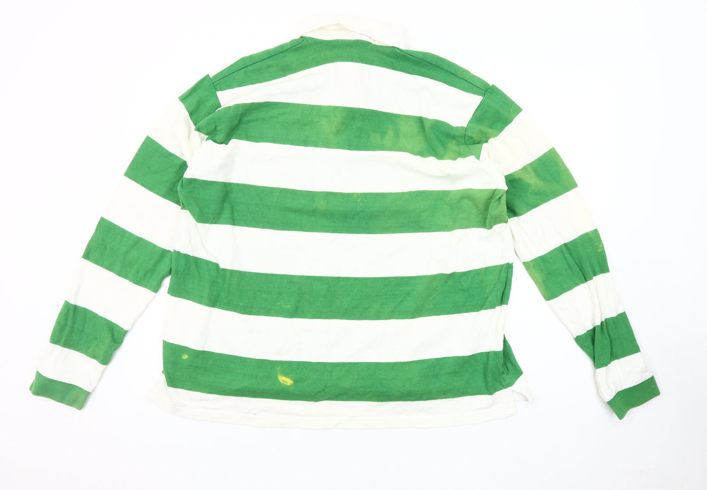 iets frans Men's Green Striped Polo Size S
