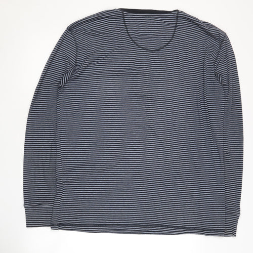 BAM Men's XL Grey Striped Henley T-Shirt