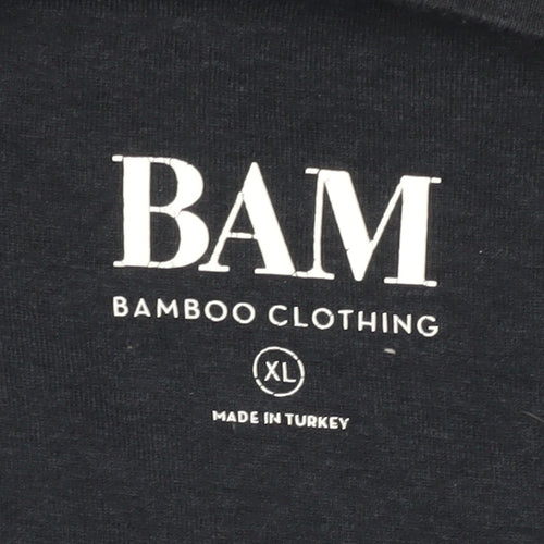 BAM Men's XL Grey Striped Henley T-Shirt