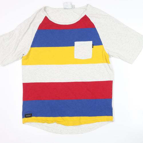 WESC Men's Multicoloured Striped T-Shirt Medium