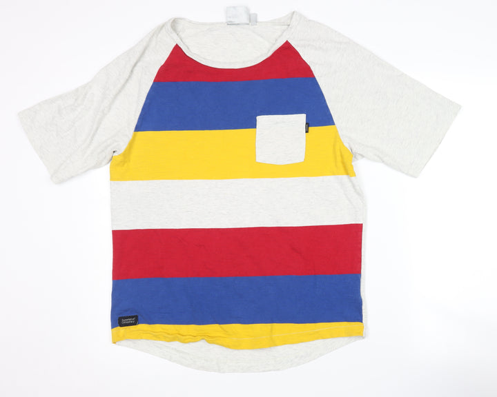 WESC Men's Multicoloured Striped T-Shirt Medium