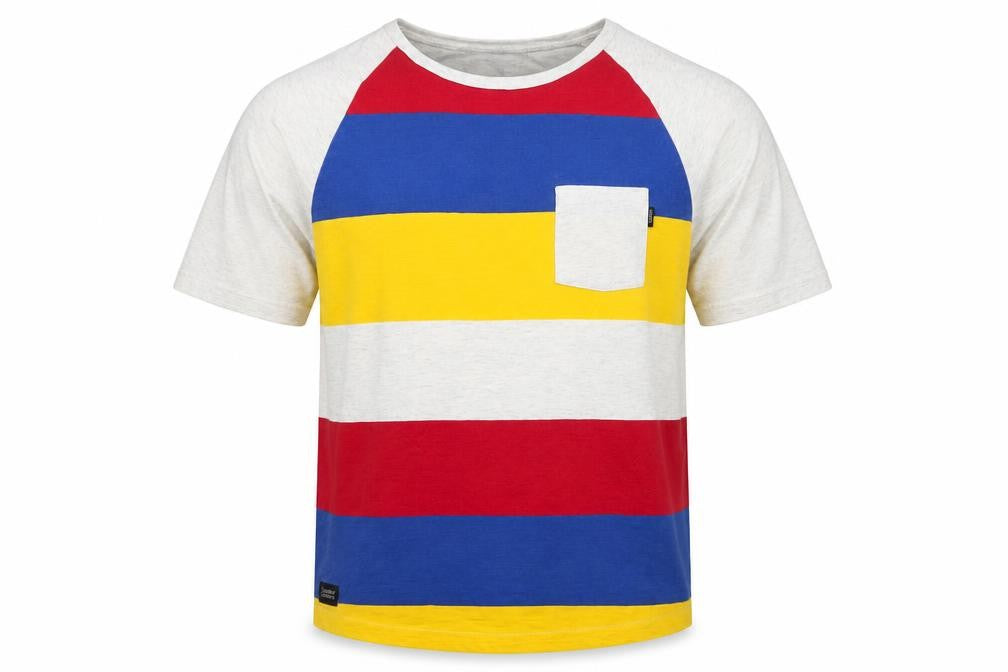Front view of WESC Men's Multicoloured Striped T-Shirt Medium