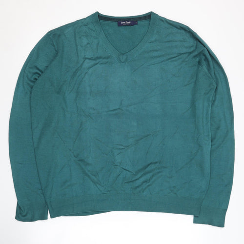 James Pringle Men's Green V-Neck Pullover Jumper