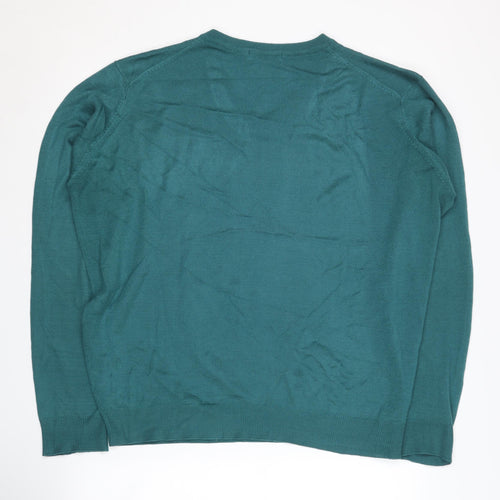 James Pringle Men's Green V-Neck Pullover Jumper