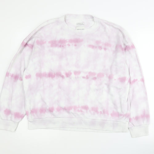 American Eagle Women's Pink Tie-Dye Crew Sweatshirt L
