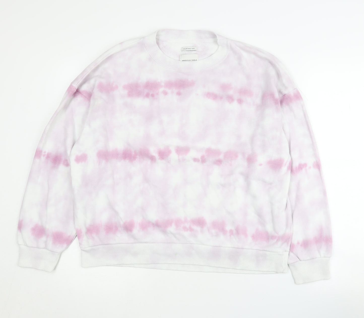 American Eagle Women's Pink Tie-Dye Crew Sweatshirt L