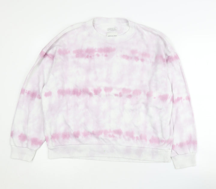 American Eagle Women's Pink Tie-Dye Crew Sweatshirt L